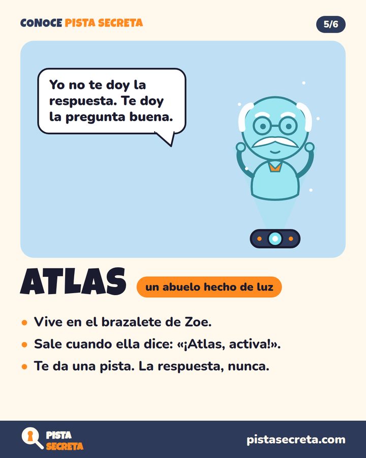 Atlas, un abuelo hecho de luz que vive en el brazalete de Zoe: nunca da la respuesta, da la pregunta buena