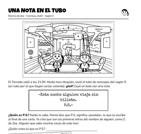 Página del diario de Zoe: así empieza cada caso del libro de acertijos para niños